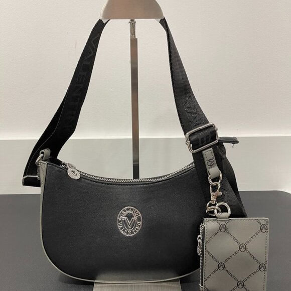 VALENTINO ORLANDI ITALY BLACK & GRAY CROSSBODY SHOULDER BAG NEW WITH COIN POUCH!